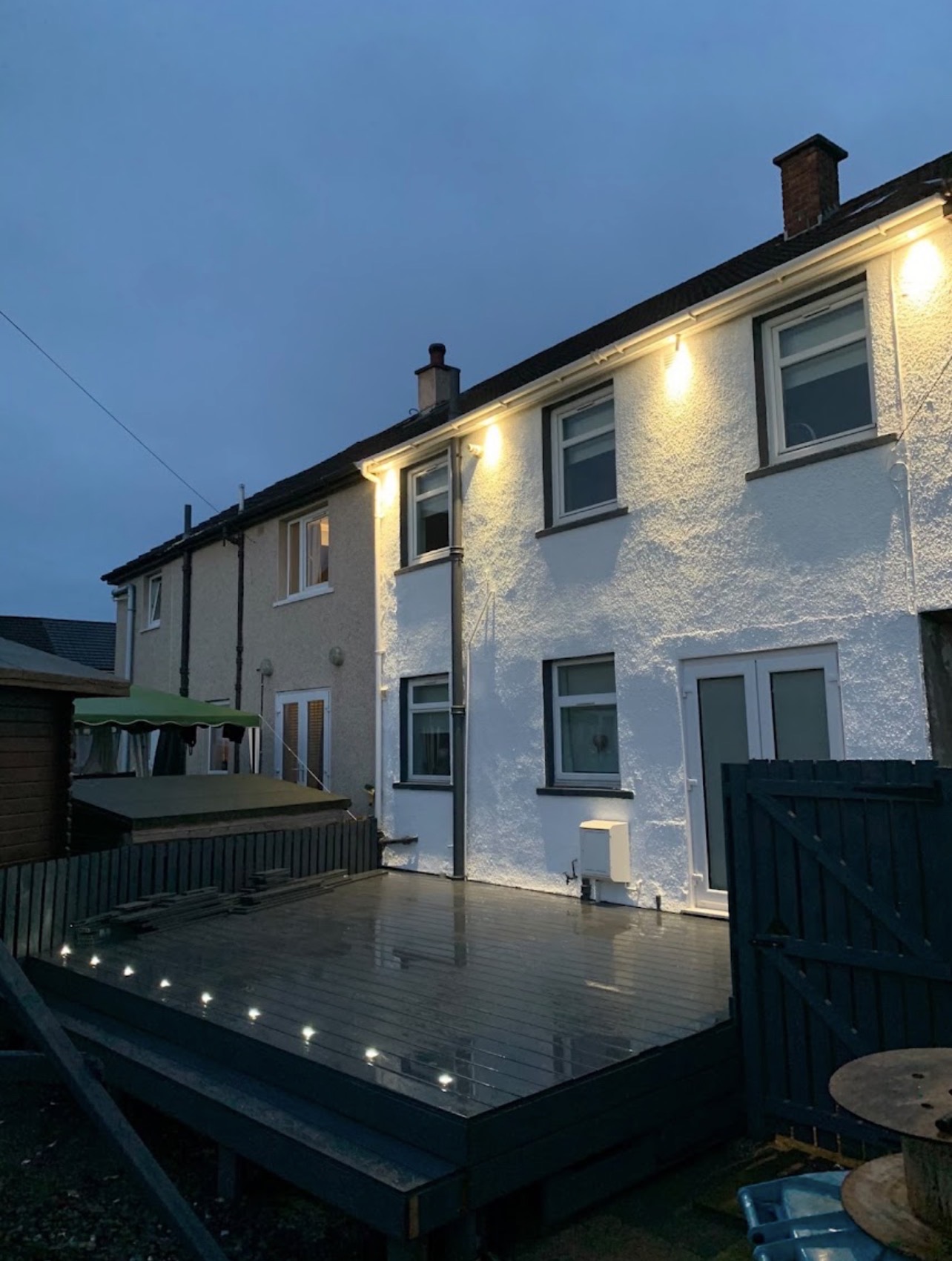 Outdoor wall and decking lighting installed by EG3 Electrical
